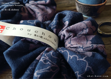 Load image into Gallery viewer, Japanese Handmade Scrunchies, Purple Dyed Floral from Thailand, scjf0088
