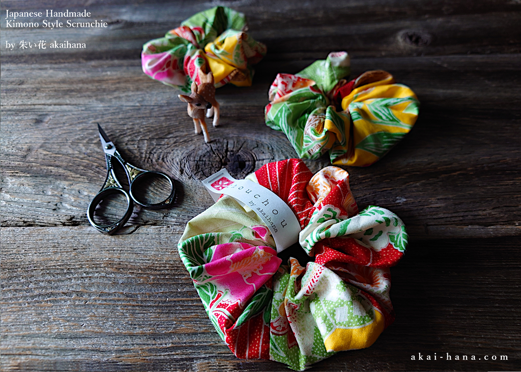 Japanese Handmade Kimono style Scrunchies ⦿scjf0108