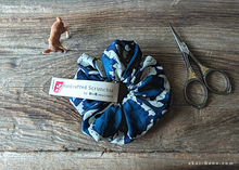 Load image into Gallery viewer, Japanese Handmade Scrunchies, Indian Cotton Blue ⦿scjf0113
