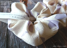 Load image into Gallery viewer, Vintage Kimono Scrunchies, Lilac x Cream, Japanese Handmade ⦿scvk0014
