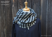 Load image into Gallery viewer, Japanese Cotton Double Gauze Wrap, Stripe Asphalt x Gray ⦿swtw0021
