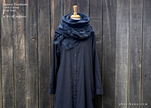 Load image into Gallery viewer, Japanese Linen Cotton Double Gauze Wrap with Sashiko Stitch, Dark Blue ⦿swtw0023
