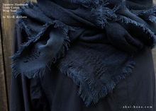 Load image into Gallery viewer, Japanese Linen Cotton Double Gauze Wrap with Sashiko Stitch, Dark Blue ⦿swtw0023

