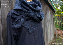 Load image into Gallery viewer, Japanese Linen Cotton Double Gauze Wrap with Sashiko Stitch, Dark Blue ⦿swtw0023

