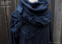 Load image into Gallery viewer, Japanese Linen Cotton Double Gauze Wrap with Sashiko Stitch, Dark Blue ⦿swtw0023
