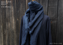 Load image into Gallery viewer, Japanese Linen Cotton Double Gauze Wrap with Sashiko Stitch, Dark Blue ⦿swtw0023
