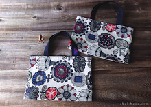 Load image into Gallery viewer, Japanese Linen Cotton Canvas Small Tote, Floral x Black ⦿tbsm0003
