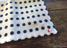 Load image into Gallery viewer, Japanese Tenugui Handkerchief with Sashiko Stitch, Mameshibori (Navy Dots), tnho0004
