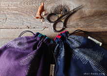 Load image into Gallery viewer, Japanese Handmade Temari Kinchaku (Drawstring) Purse, Eggplant or Midnight Blue ⦿tkjp0015-6
