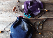 Load image into Gallery viewer, Japanese Handmade Temari Kinchaku (Drawstring) Purse, Eggplant or Midnight Blue ⦿tkjp0015-6
