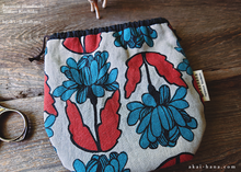Load image into Gallery viewer, Japanese Handmade Temari Kinchaku (Drawstring) Purse, Floral Blue Green x Orange ⦿tkjp0019
