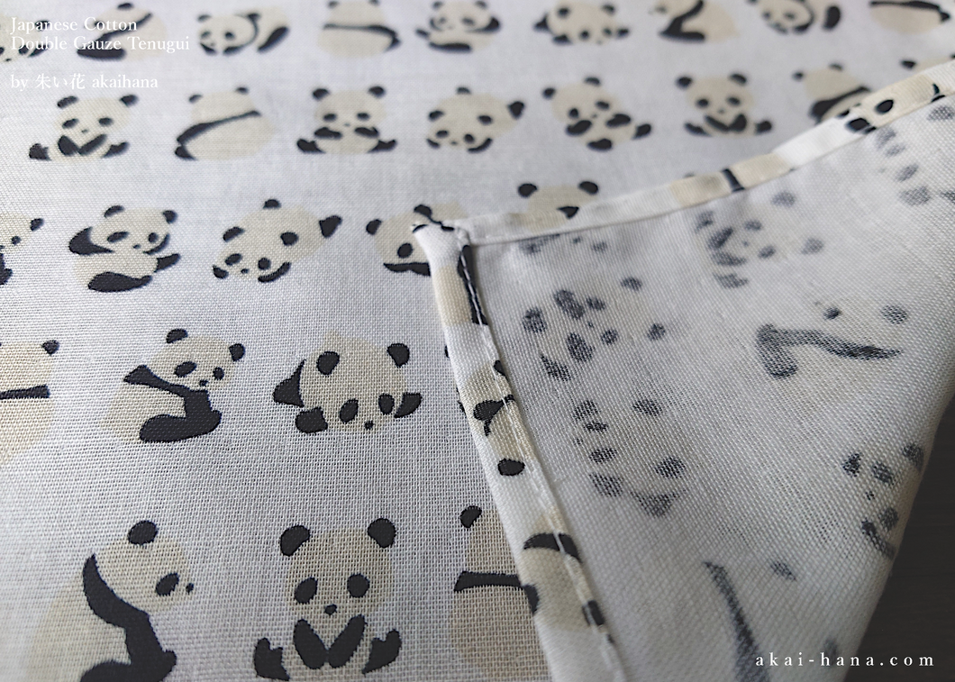 Japanese Cotton Double Gauze Tenugui, Panda ⦿tndg0002