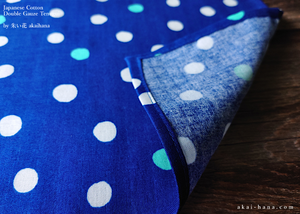 Japanese Cotton Double Gauze Tenugui, Soda Dots Blue ⦿tndg0008