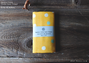 Japanese Cotton Double Gauze Tenugui, Soda Dots Yellow ⦿tndg0010