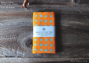 Japanese Cotton Double Gauze Tenugui, Circles Orange x Gray ⦿tndg0011