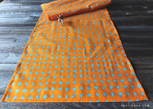 Japanese Cotton Double Gauze Tenugui, Circles Orange x Gray ⦿tndg0011