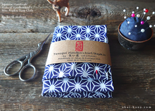 Load image into Gallery viewer, Japanese Tenugui Handkerchief with Hand Stitch, Asanoha (hemp leaf) ⦿tnho0002
