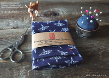 Load image into Gallery viewer, Japanese Tenugui Handkerchief with Hand Stitch, Orizuru (paper crane) ⦿tnho0003
