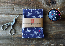 Load image into Gallery viewer, Japanese Tenugui Handkerchief with Hand Stitch, Orizuru (paper crane) ⦿tnho0003
