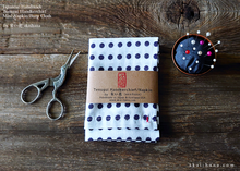 Load image into Gallery viewer, Japanese Tenugui Handkerchief with Hand Stitch, Mameshibori (Navy Dots) ⦿tnho0004
