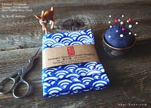 Load image into Gallery viewer, Japanese Tenugui Handkerchief with Hand Stitch, Seigaiha (wave) ⦿tnho0005
