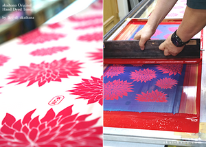 akaihana Original Tenugui, Dahlia Pink, Japanese Hand Dyed ⦿tnor0004