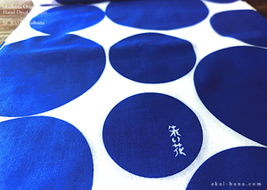 akaihana Original Tenugui, Mizutama Blue, Polka Dots, Japanese Hand Dyed ⦿tnor0006