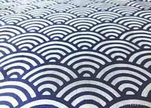 Load image into Gallery viewer, Tenugui Fabric Art with a Frame Mat, ready to frame, Seigaiha Wave 5&quot; x 7&quot; ⦿frmn0002
