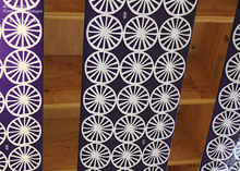 Load image into Gallery viewer, akaihana Original Tenugui, Bicycle, Purple x Ecru, Japanese Hand Dyed ⦿tnor0010
