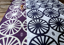 Load image into Gallery viewer, akaihana Original Tenugui, Bicycle, Purple x Ecru, Japanese Hand Dyed ⦿tnor0010
