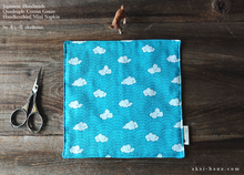 Load image into Gallery viewer, Quadruple Reversible Japanese Handkerchief, Seigaiha and Clouds ⦿wghc0021
