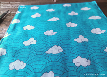 Load image into Gallery viewer, Quadruple Reversible Japanese Handkerchief, Seigaiha and Clouds ⦿wghc0021

