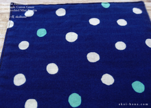Load image into Gallery viewer, Quadruple Reversible Japanese Gauze Handkerchief, Soda Dots Blue ⦿wghc0001
