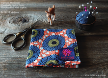 Load image into Gallery viewer, Quadruple Reversible Japanese Handkerchief, Blue Flowers x Orange⦿wghc0009
