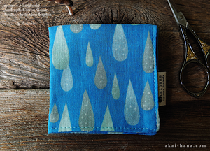 Quadruple Reversible Japanese Handkerchief, Drops, 100% Japanese Cotton Gauze ⦿wghc0016