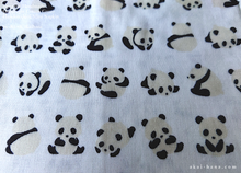 Load image into Gallery viewer, Quadruple Reversible Japanese Handkerchief, Panda, 100% Japanese Cotton Gauze ⦿wghc0025

