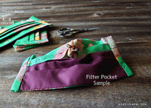 Load image into Gallery viewer, Purple Waves, Japanese Handmade Kimono Style Mask with filter pocket &amp; nose wire, comes with 1 Free Filter Insert
