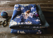 Load image into Gallery viewer, Kimono Baby Blanket/Adult Lap Blanket, Shidare Zakura Navy, 2 sizes ⦿blb0003
