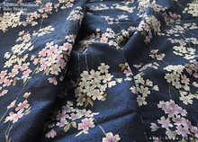 Load image into Gallery viewer, Kimono Baby Blanket/Adult Lap Blanket, Shidare Zakura Navy, 2 sizes ⦿blbj0003
