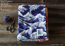 Load image into Gallery viewer, Kimono Baby Blanket/Adult Lap Blanket, Hokusai Wave ⦿blb0007
