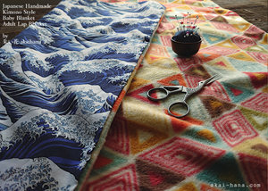 Kimono Baby Blanket/Adult Lap Blanket, Hokusai Wave ⦿blbj0007