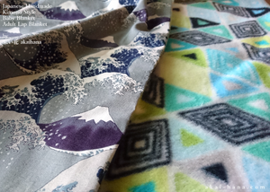 Kimono Baby Blanket/Adult Lap Blanket, Nami to Fujisan (Wave and Mt Fuji) ⦿blbj0010