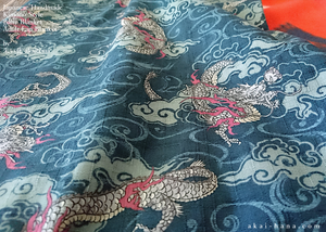 Kimono Baby Blanket/Adult Lap Blanket, Ryu to Hato (Dragon and Pigeon) ⦿blb0012