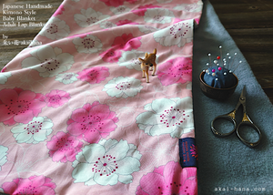 Kimono Baby Blanket/Adult Lap Blanket, Sakura Pink, 2 sizes ⦿blbj0014