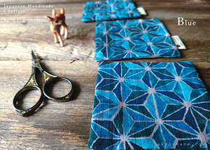 Japanese Handmade Coasters, Nijimi Asanoha Blue, cajf0003