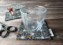 Load image into Gallery viewer, Japanese Handmade Coasters, Nijimi Asanoha Green, cajf0004
