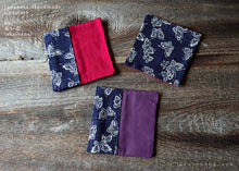 Load image into Gallery viewer, :: Clearance :: Japanese Handmade Coasters, Butterfly Aizome Style, Set of 2
