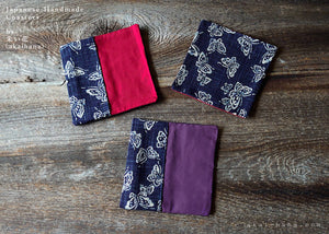 :: Clearance :: Japanese Handmade Coasters, Butterfly Aizome Style, Set of 2