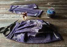 Load image into Gallery viewer, Purple Waves, Japanese Handmade Kimono Style Mask with filter pocket &amp; nose wire, comes with 1 Free Filter Insert
