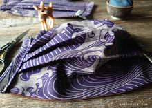 Load image into Gallery viewer, Purple Waves, Japanese Handmade Kimono Style Mask with filter pocket &amp; nose wire, comes with 1 Free Filter Insert
